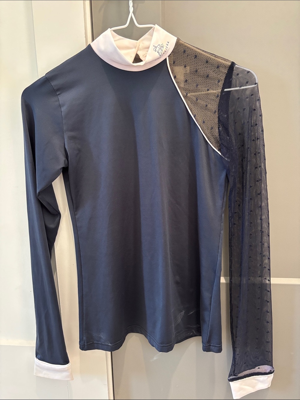 Women’s horse riding Navy Long-Sleeve Mesh Accent Top -cavalliera